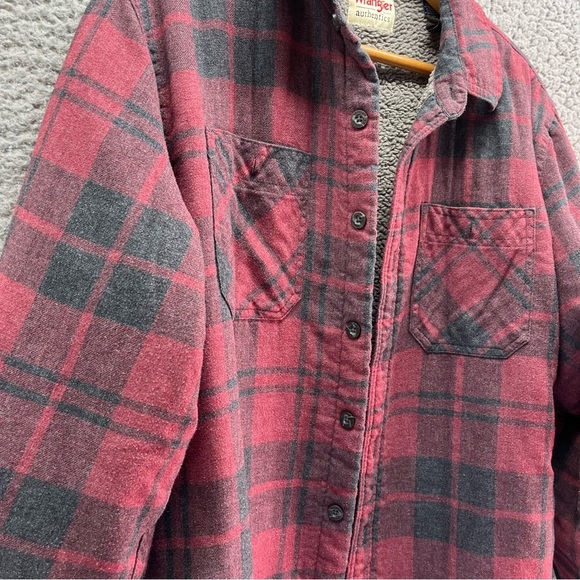 Vtg Wrangler Authentics Red Black Flannel Jacket Outdoor Men Sz Med Outdoor - Picture 2 of 9